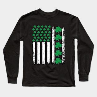 US American flag with shamrocks Long Sleeve T-Shirt